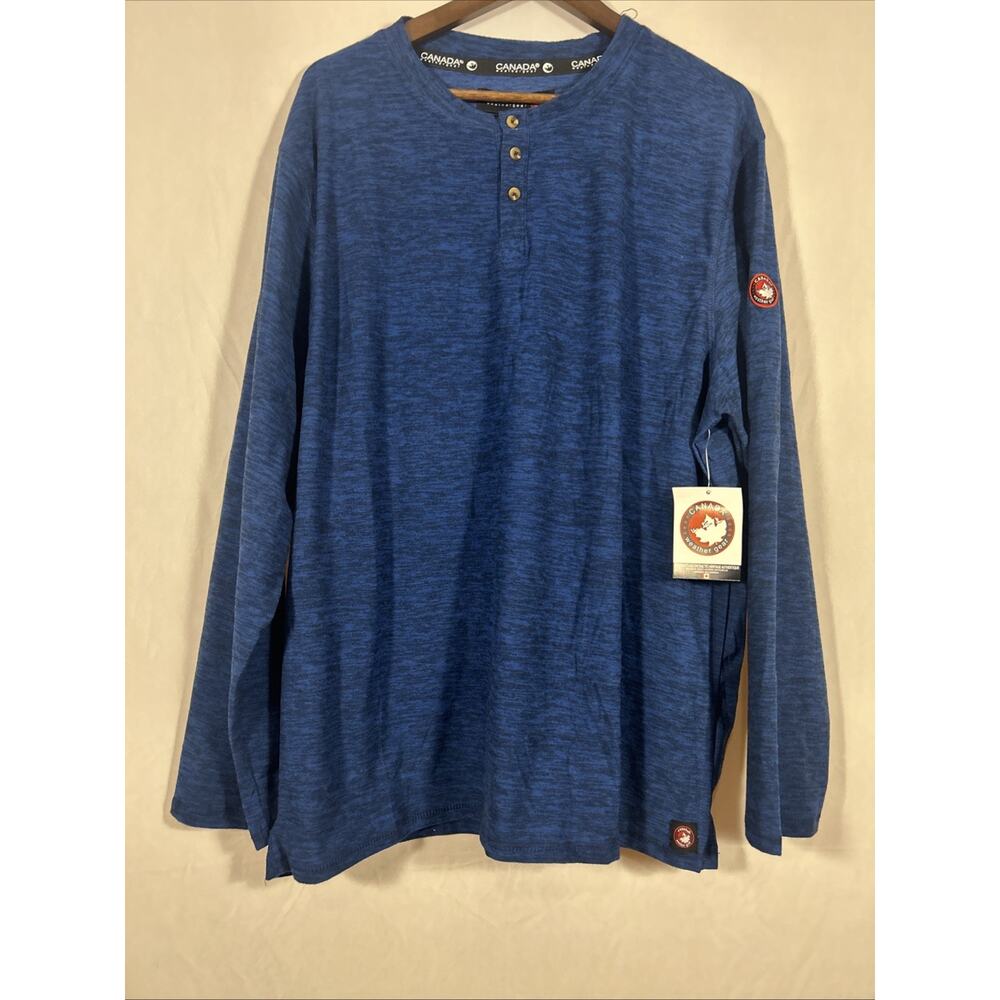 Canada Weathergear Mens Henley Long Sleeve Shirt Blue Heather Size M Casual